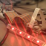 photo of a light strip illuminated via Raspberry pi